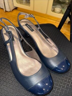 Array Navy Slingback Low Heel Pumps